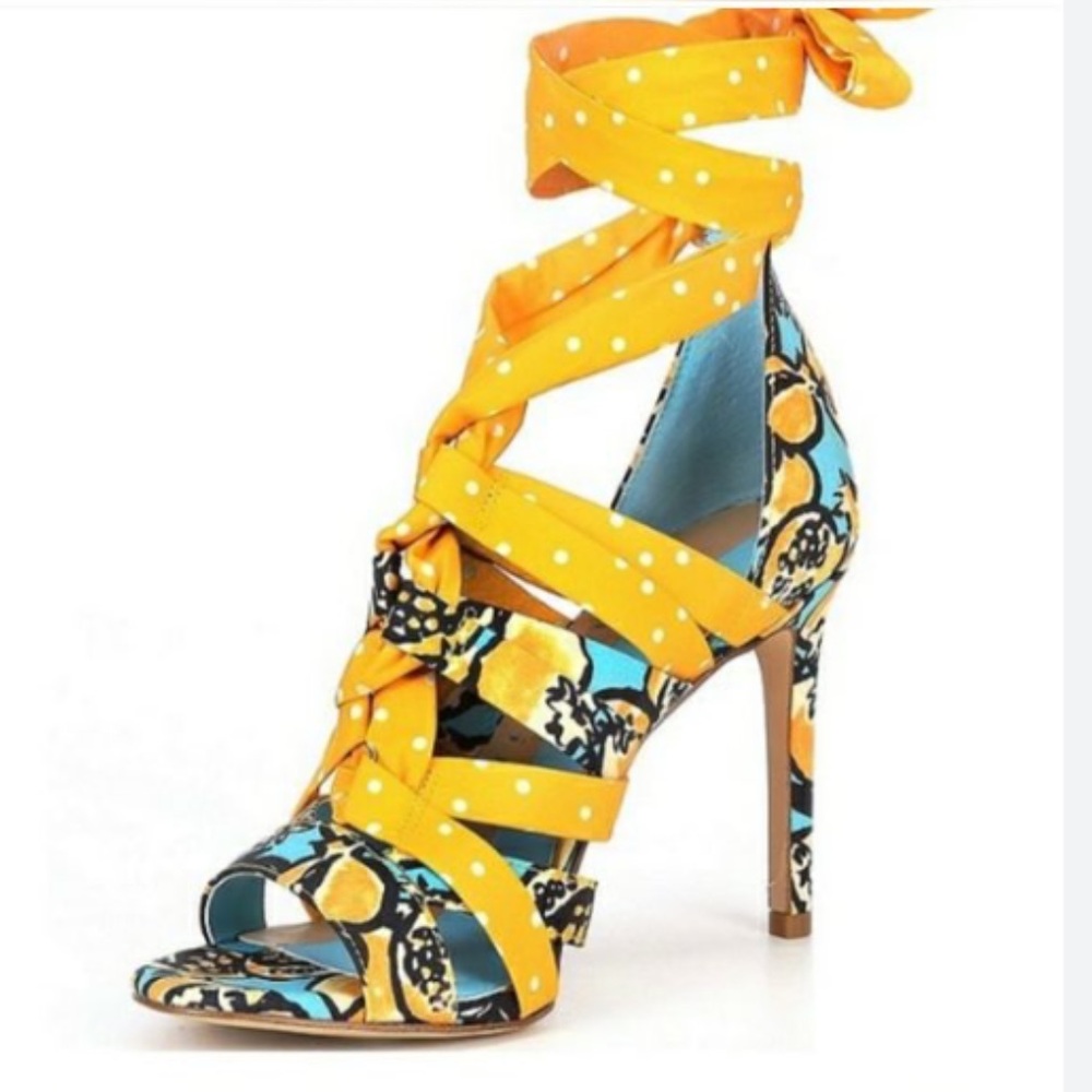 Gianni Bini Yellow and Blue Floral Sandals